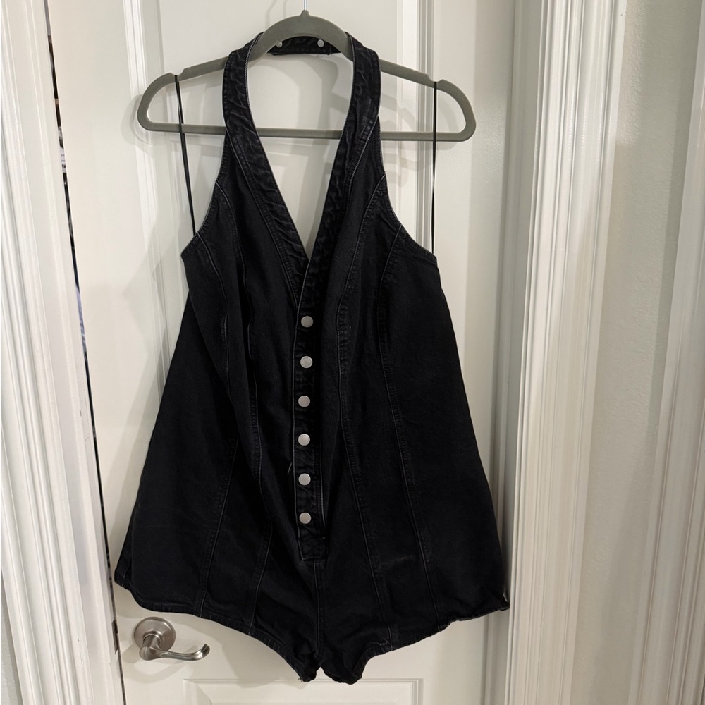 Denim halter romper